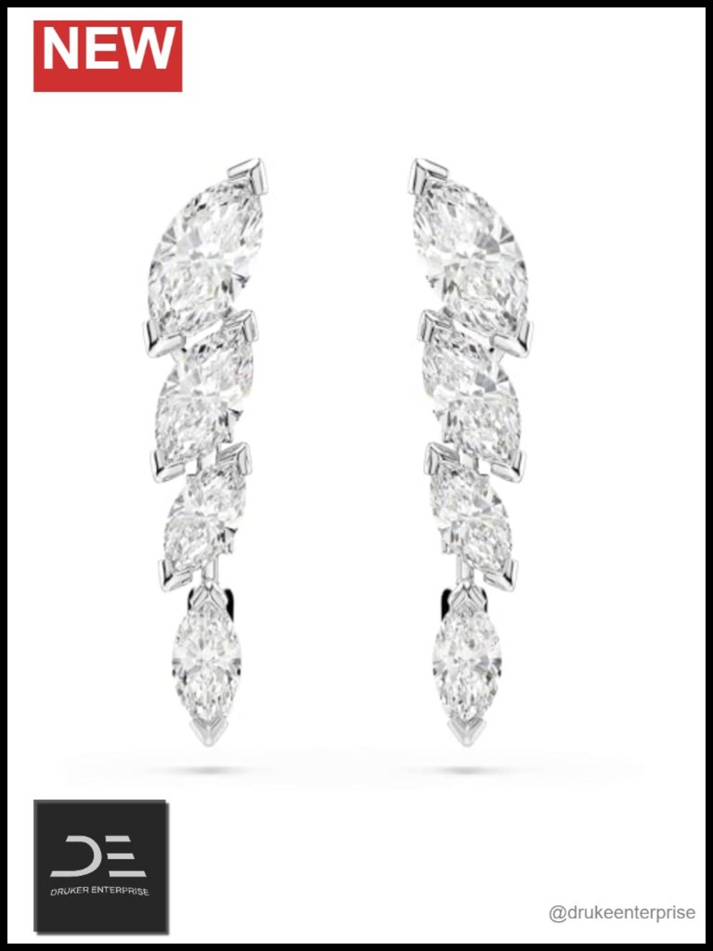 Swarovski Mesmera Earrings Rhodium Plated Crystal Drop Dangle Jewelry